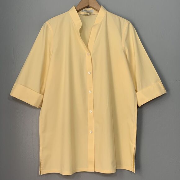 Orvis Wrinkle Free Womens Size 8 Yellow Button Up Shirt Minimalist Office Preppy - Picture 1 of 6